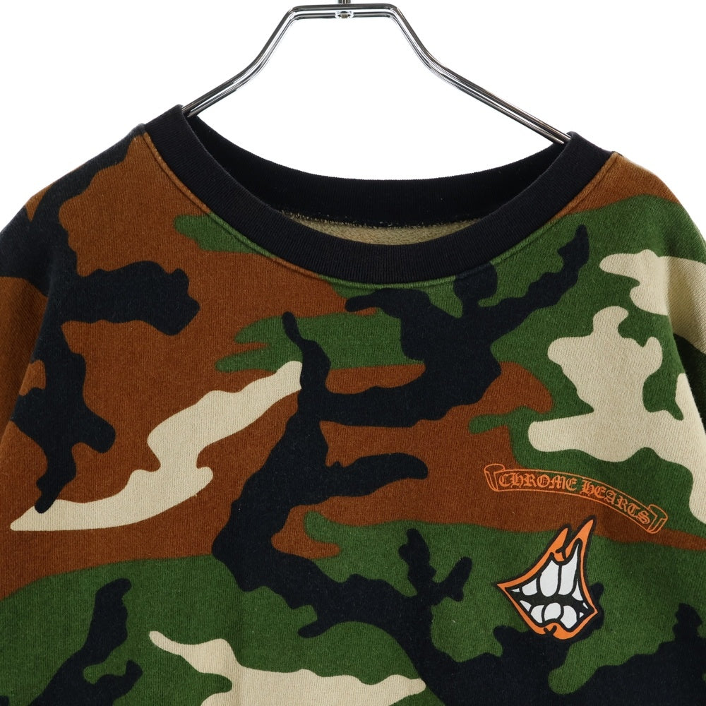 CHROME HEARTS(クロムハーツ) ×MATTY BOY PPO CAUTION CREW マッティボーイ カモフラ総柄 チョンパープリント クルーネックスウェットトレーナー カーキ