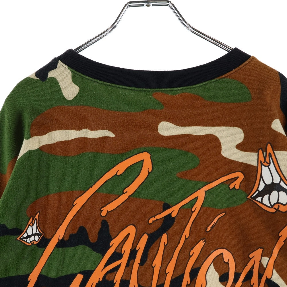CHROME HEARTS(クロムハーツ) ×MATTY BOY PPO CAUTION CREW マッティボーイ カモフラ総柄 チョンパープリント クルーネックスウェットトレーナー カーキ