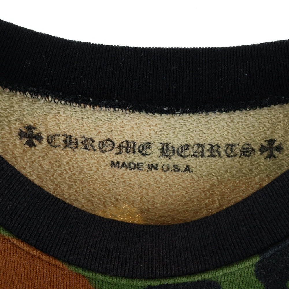 CHROME HEARTS(クロムハーツ) ×MATTY BOY PPO CAUTION CREW マッティボーイ カモフラ総柄 チョンパープリント クルーネックスウェットトレーナー カーキ