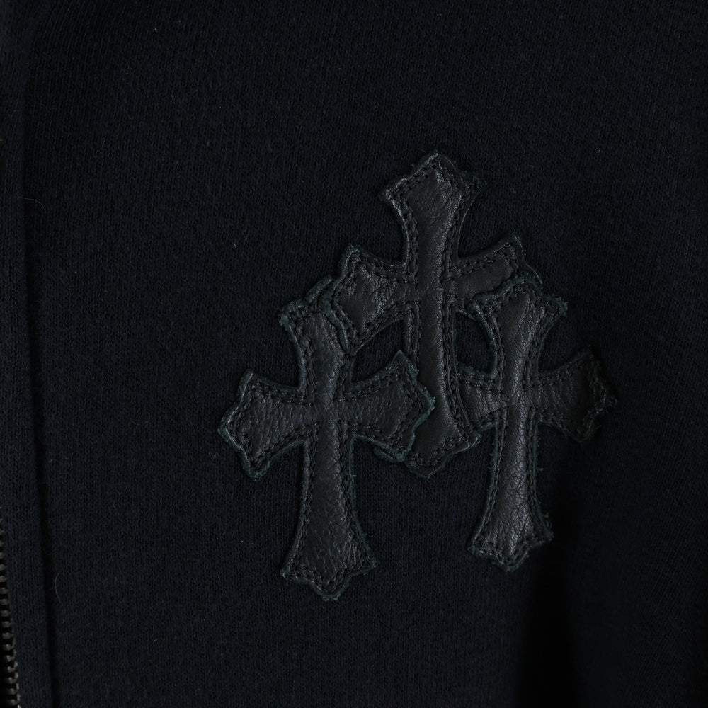 CHROME HEARTS(クロムハーツ) Y NOT HD ZIP 袖レザー切り替えクロスパッチ ジップパーカー