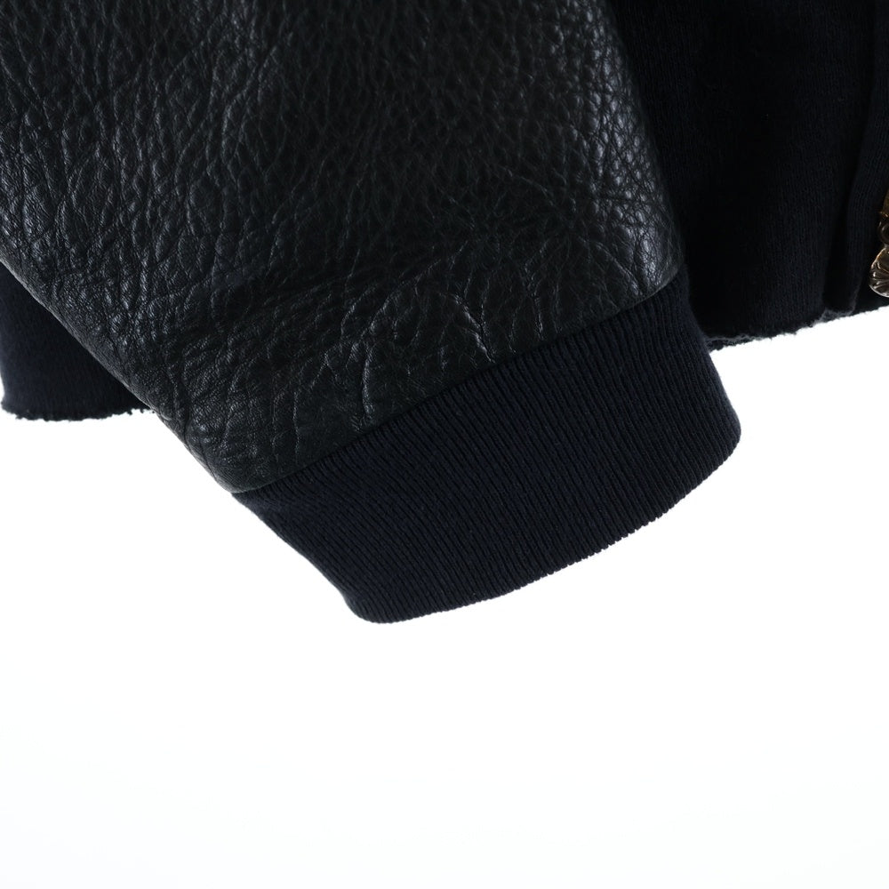 CHROME HEARTS(クロムハーツ) Y NOT HD ZIP 袖レザー切り替えクロスパッチ ジップパーカー