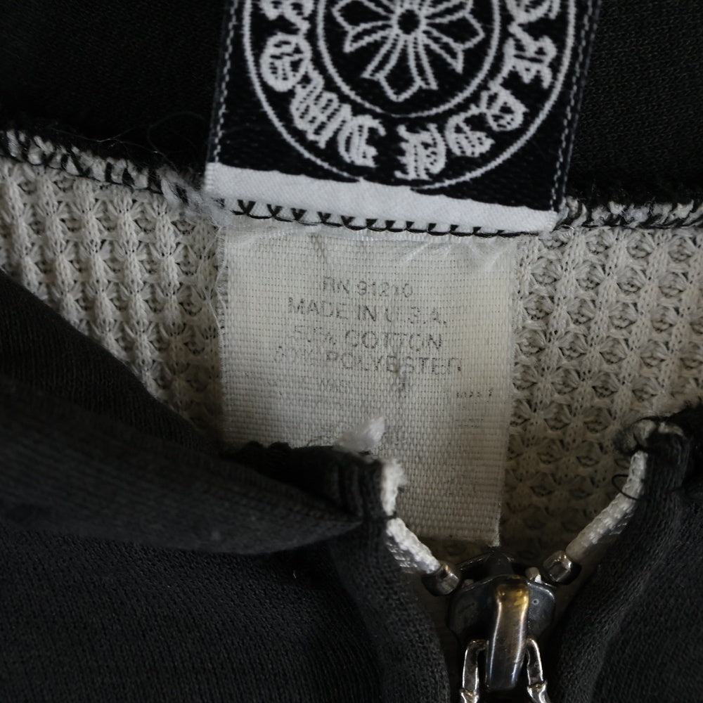 CHROME HEARTS(クロムハーツ) OLD THRML SWTSHRT HD ZIP 裏地サーマル バックスクロールプリント ダガージップアップパーカー ブラック