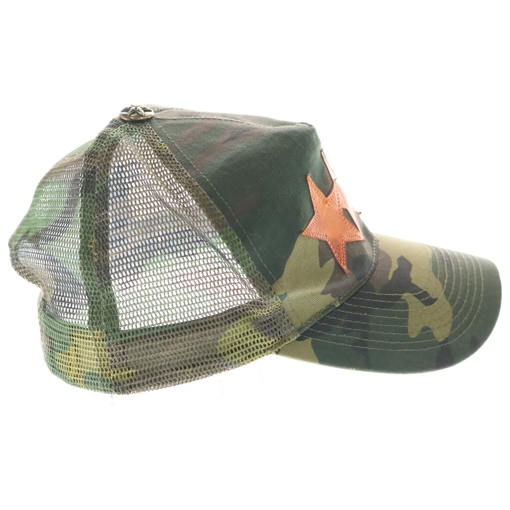 CHROME HEARTS(クロムハーツ) OLD TRUCKER CAP レザースターパッチ カモ柄 メッシュ トラッカーキャップ カーキ