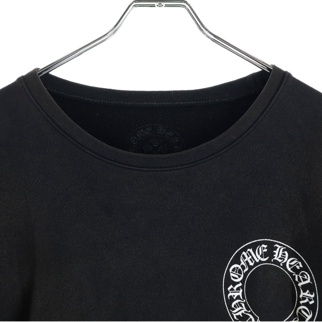 CHROME HEARTS(クロムハーツ) Horseshoe Arm Floral Cross L/S Sweatshirt ホースシュー アームフローラルクロス クルーネック スウェットトレーナー ブラック