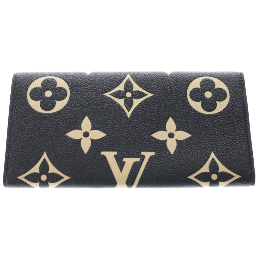 LOUIS VUITTON(ルイヴィトン) ポルトフォイユエミリー モノグラムアンプラント ノワール クレーム バイカラー フラップウォレット 長財布 ブラック M82340 レディース