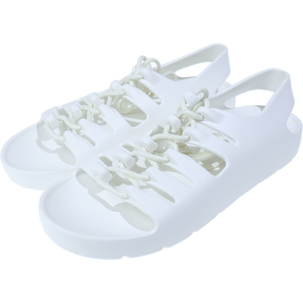 BOTTEGA VENETA(ボッテガヴェネタ) JELLY フラット オープントゥ レースアップ ラバーサンダル ホワイト