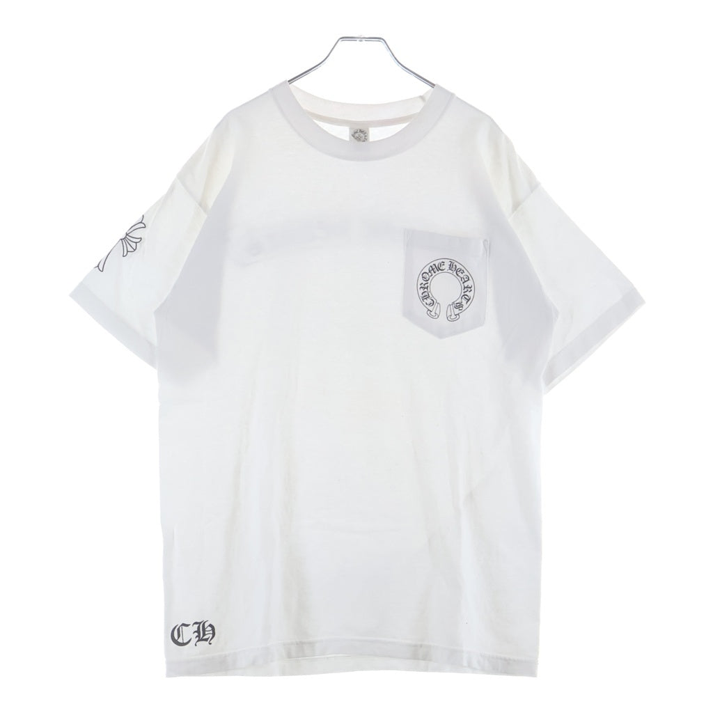 CHROME HEARTS(クロムハーツ) バックスクロールラベルプリント 袖CHクロス半袖Tシャツ ホワイト