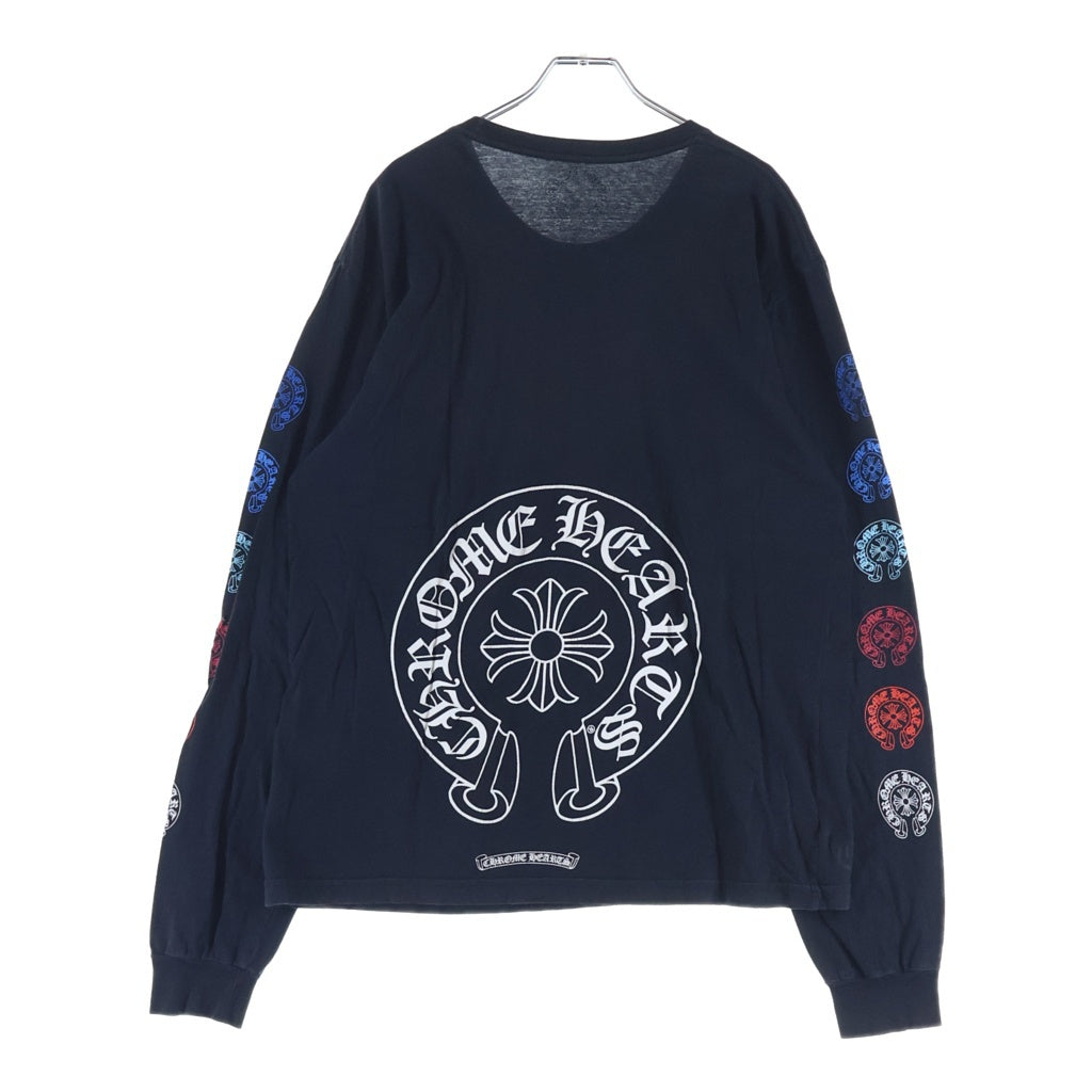CHROME HEARTS(クロムハーツ) Multi Color Horseshoe L/S T-shirt マルチカラー ホースシュー クルーネック長袖Tシャツカットソー ブラック