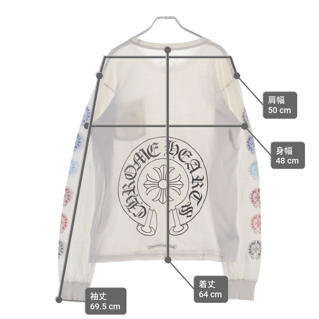 CHROME HEARTS(クロムハーツ) Multi Color Horseshoe L/S T-shirt マルチカラー ホースシュー クルーネック長袖Tシャツカットソー ブラック