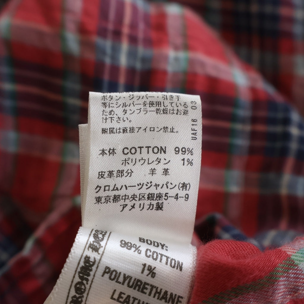 CHROME HEARTS(クロムハーツ) LOOSEENDS ルーズエンド Leather BS Flear Patch Flannel Shirt レザーBSフレアパッチ 長袖チェックシャツ レッド