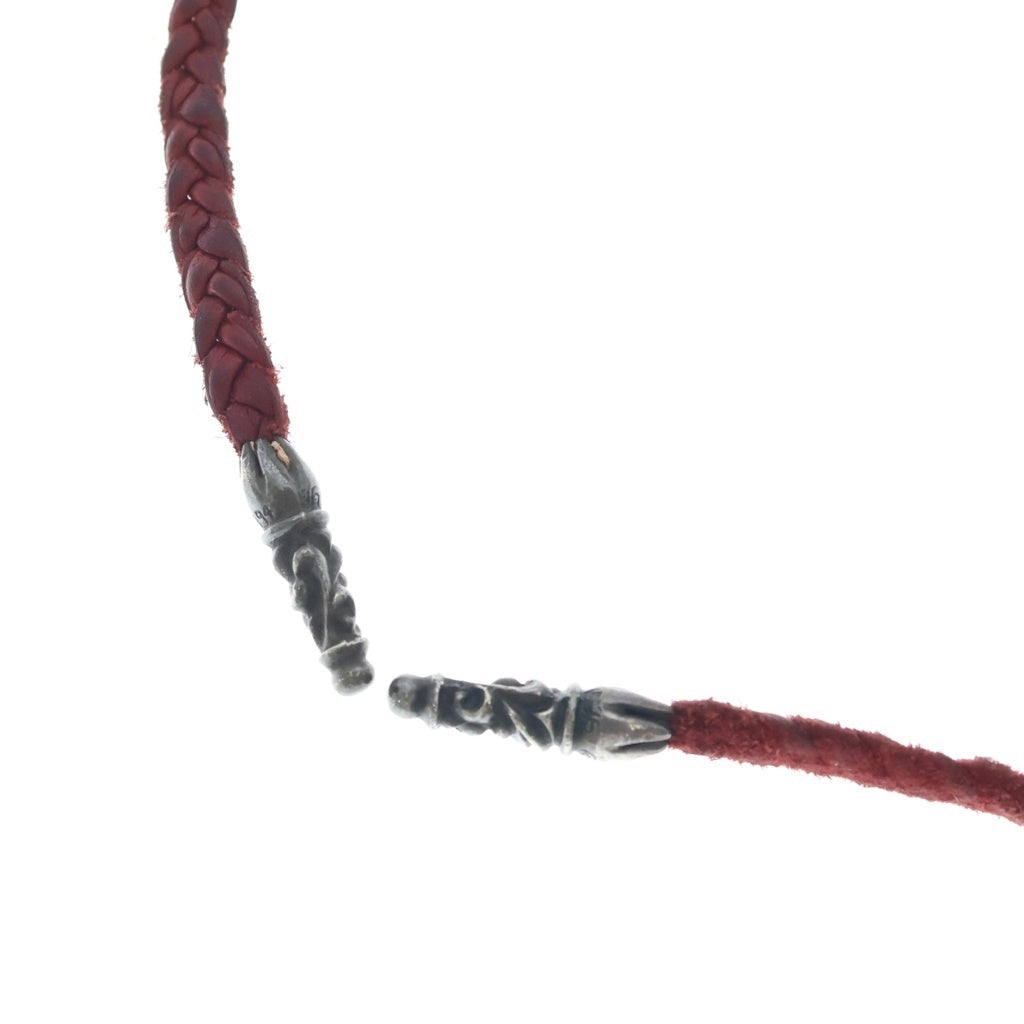 【希少レア】 クロムハーツ スクロールレザーブレード シルバーネックレス CHROME HEARTS(クロムハーツ) LEATHER BRAID スクロールレザーブレード