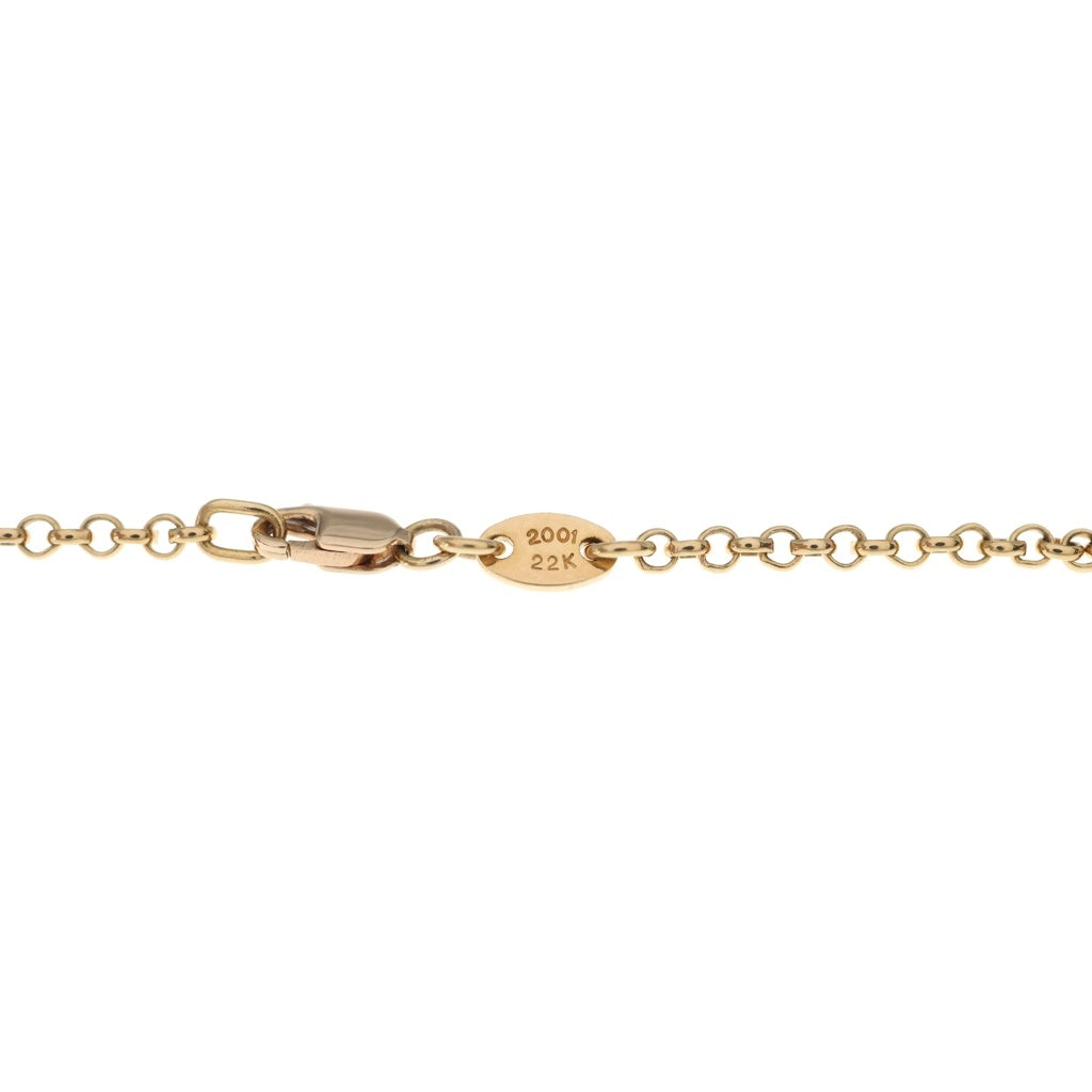 CHROME HEARTS(クロムハーツ) 22K SAFETY PIN R20 1EMRLDセーフティピンロールチェーン 1エメラルドゴールドネックレス