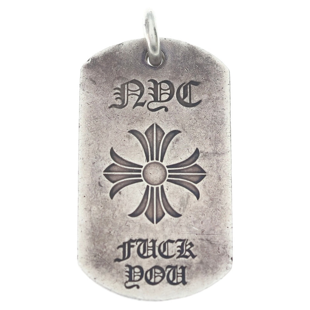 CHROME HEARTS(クロムハーツ) D TAG LRG NYC限定 FUCK YOU CHプラス ドッグタグ ラージ ペンダントトップ シルバー