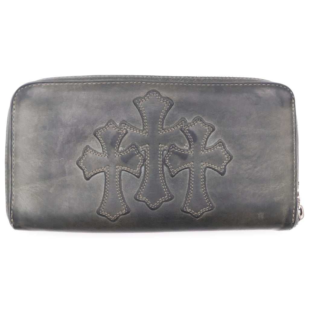 CHROME HEARTS(クロムハーツ) REC F ZIP 3クロス ラウンドジップレザーウォレット 財布 ブラック BCA368