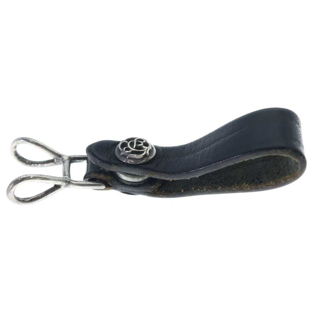 CHROME HEARTS(クロムハーツ) BELT LOOP フローラルボールボタンレザーベルトループ シルバー/ブラック