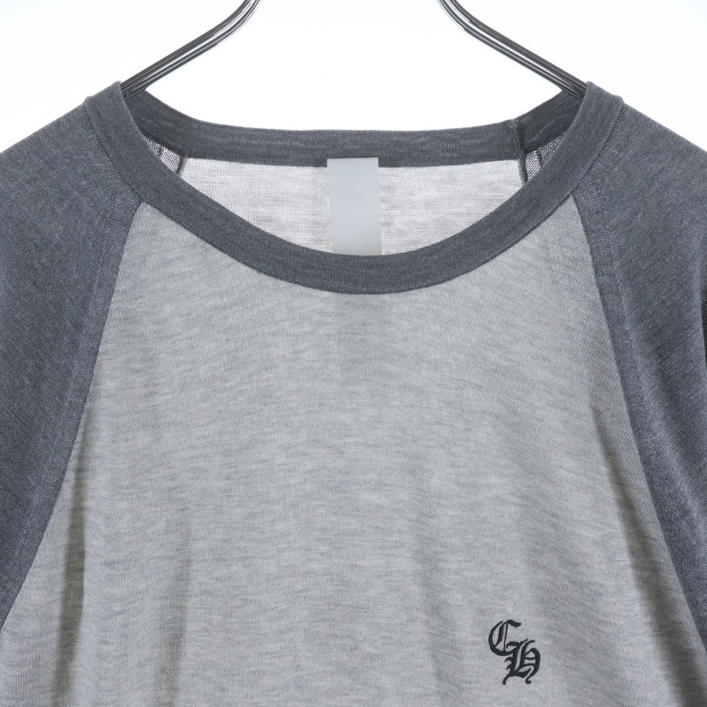 CHROME HEARTS(クロムハーツ) Y NOT クロスパッチ付きラグラン Tシャツ グレー