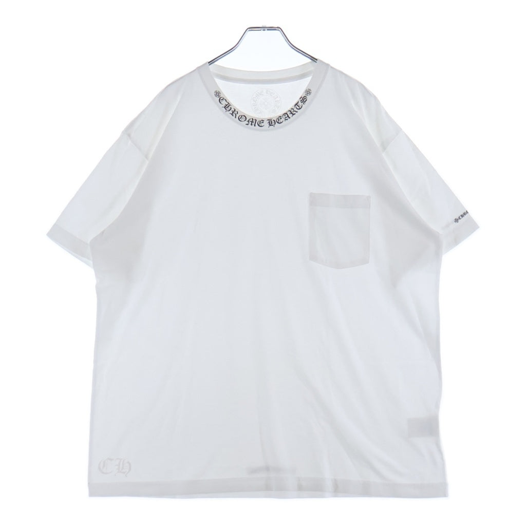 CHROME HEARTS(クロムハーツ) NECK LOGO TEE ネックロゴプリント クルーネック 半袖Tシャツ カットソー ホワイト