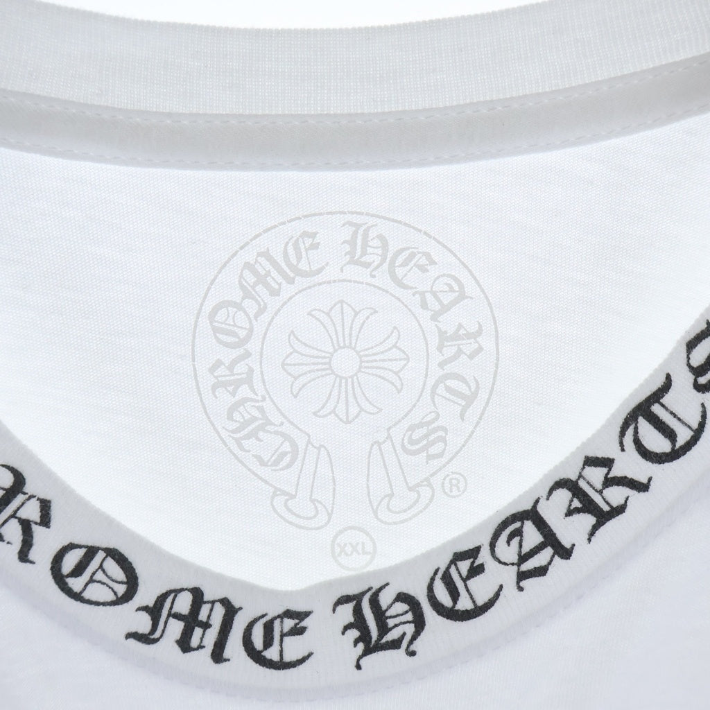 CHROME HEARTS(クロムハーツ) NECK LOGO TEE ネックロゴプリント クルーネック 半袖Tシャツ カットソー ホワイト