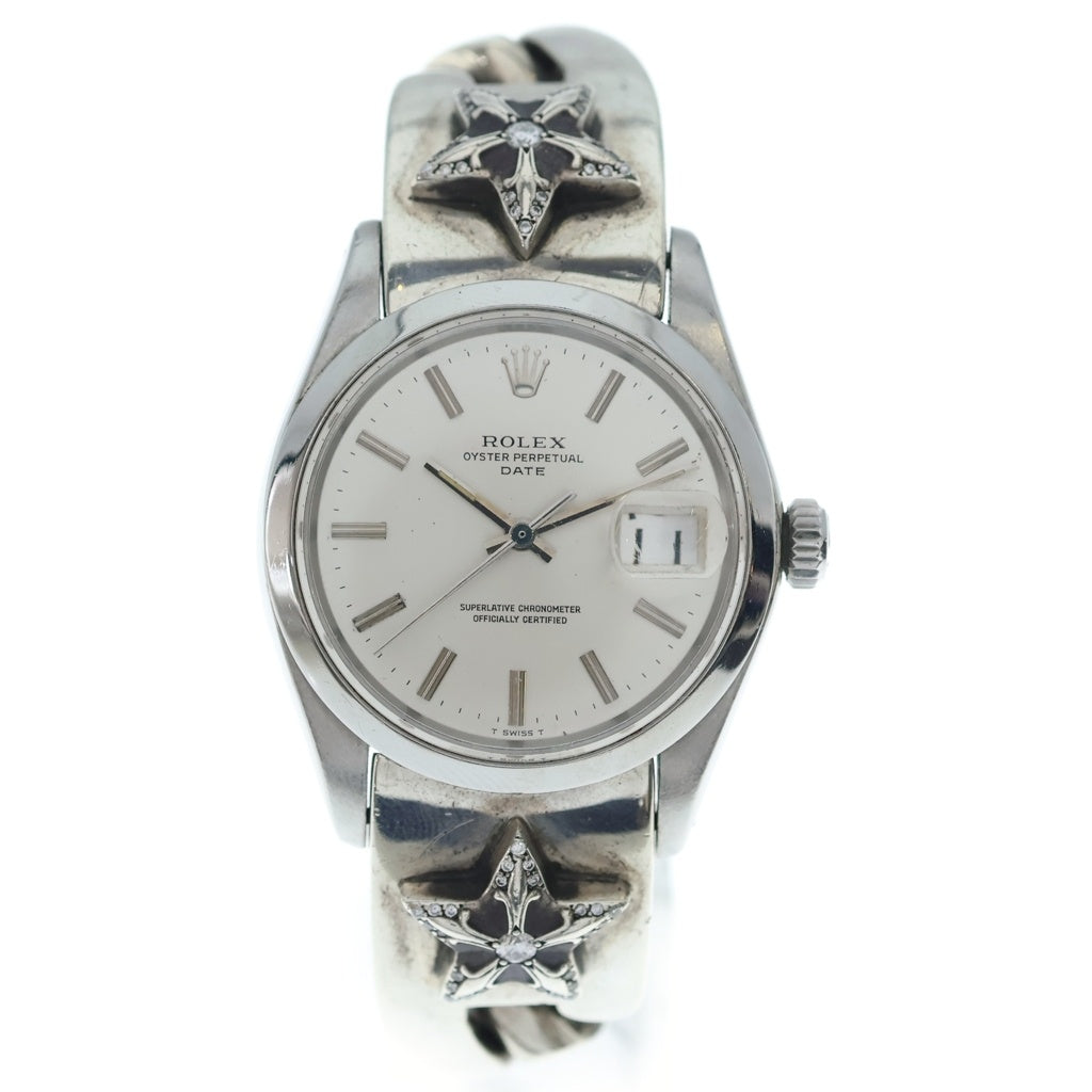 CHROME HEARTS(クロムハーツ) ×ROLEX 1500 オイスターパーペチュアルデイト PAVEダイヤ スターモチーフウォッチバンド 腕時計