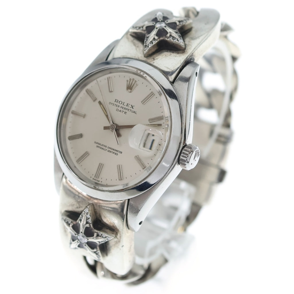 CHROME HEARTS(クロムハーツ) ×ROLEX 1500 オイスターパーペチュアルデイト PAVEダイヤ スターモチーフウォッチバンド 腕時計