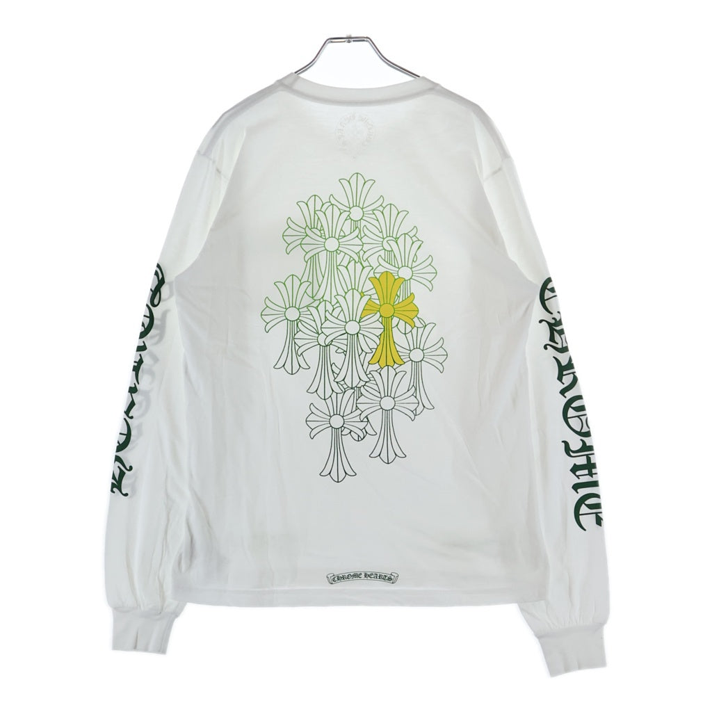 CHROME HEARTS(クロムハーツ) Back Cemetery Arm Logo バックセメタリークロス アームロゴ 長袖Tシャツ カットソー ホワイト/グリーン