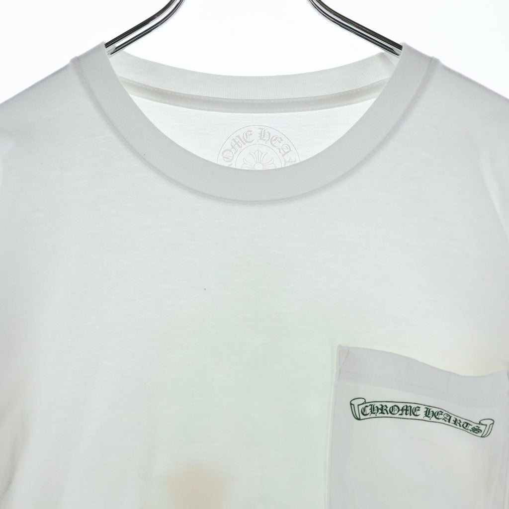 CHROME HEARTS(クロムハーツ) Back Cemetery Arm Logo バックセメタリークロス アームロゴ 長袖Tシャツ カットソー ホワイト/グリーン
