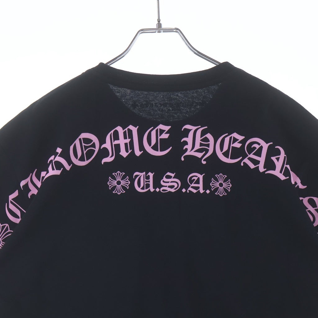 CHROME HEARTS(クロムハーツ) ×MATTY BOY USA マッティボーイ チョンパー刺繍 USA アーチロゴ 半袖Tシャツ カットソー ブラック/ピンク