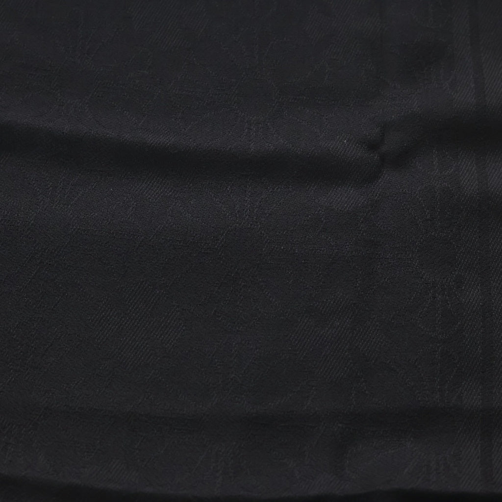 CHROME HEARTS(クロムハーツ) CH PLS SCARF CH プラス 総柄ジャガード シルク混 ウール フリンジ ストール スカーフ マフラー ブラック