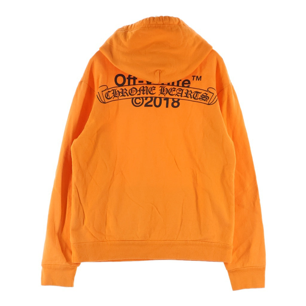 CHROME HEARTS(クロムハーツ) ×OFF WHITE HD PLVR V OFF WHITE オフホワイト ロゴプリント プルオーバーパーカー オレンジ