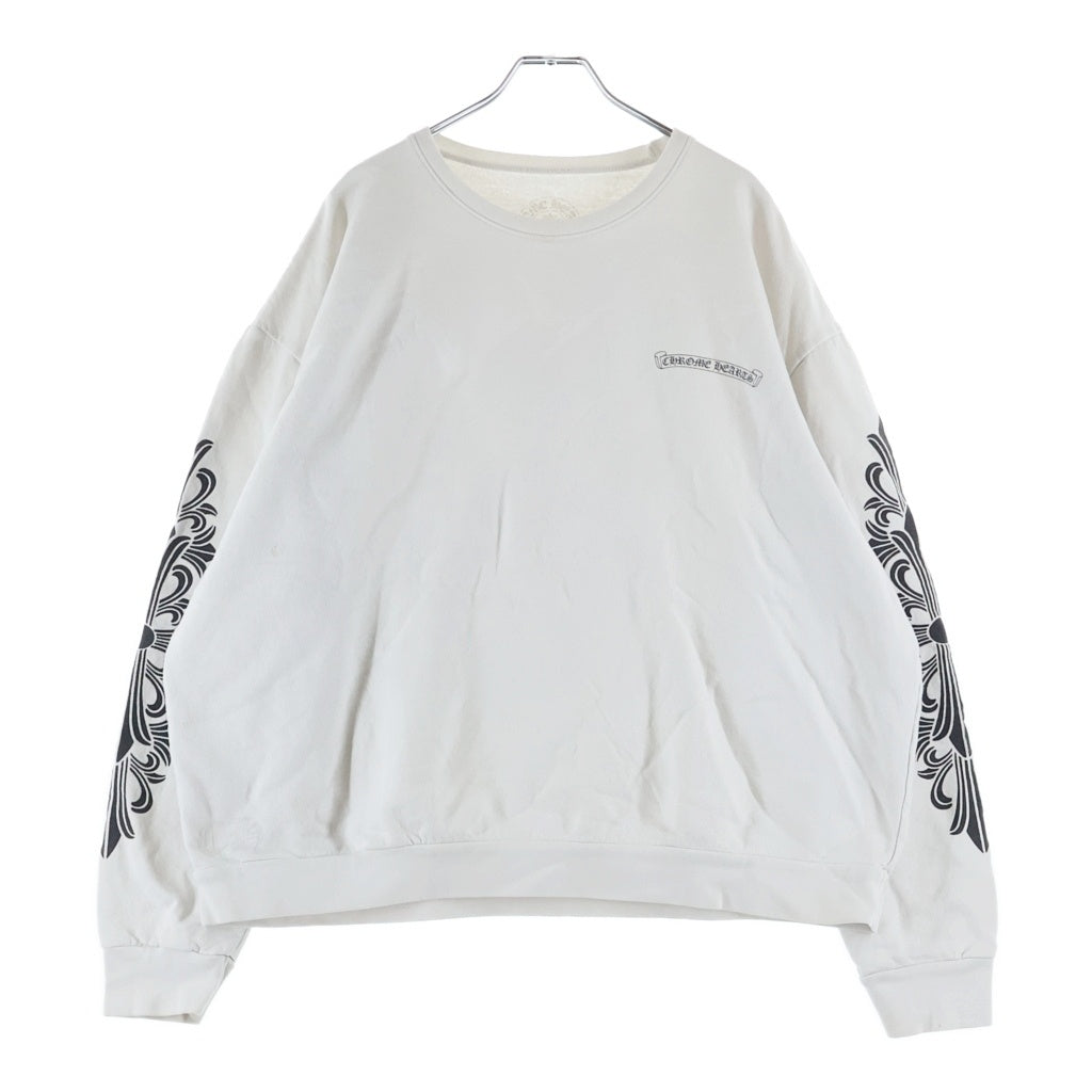 CHROME HEARTS(クロムハーツ) Vine Dagger SWTSHRT ヴァインダガー アームフローラル クルーネックスウェットシャツ ホワイト