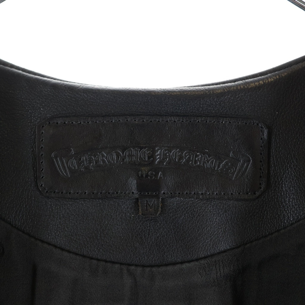 CHROME HEARTS(クロムハーツ) ZIP FRNT CH FLEUR VEST バックCHフレア ダガージップアップレザーベスト ブラック