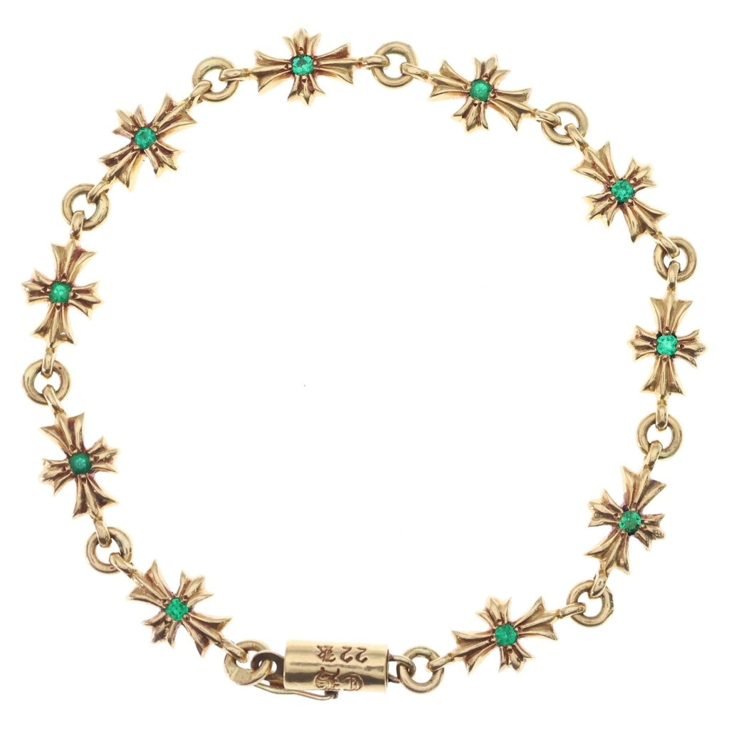 CHROME HEARTS(クロムハーツ) 22K TNY E CH PLS P EMRLD タイニーECHプラス PAVEエメラルド ゴールドブレスレット