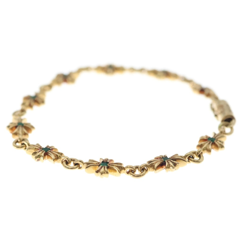 CHROME HEARTS(クロムハーツ) 22K TNY E CH PLS P EMRLD タイニーECHプラス PAVEエメラルド ゴールドブレスレット