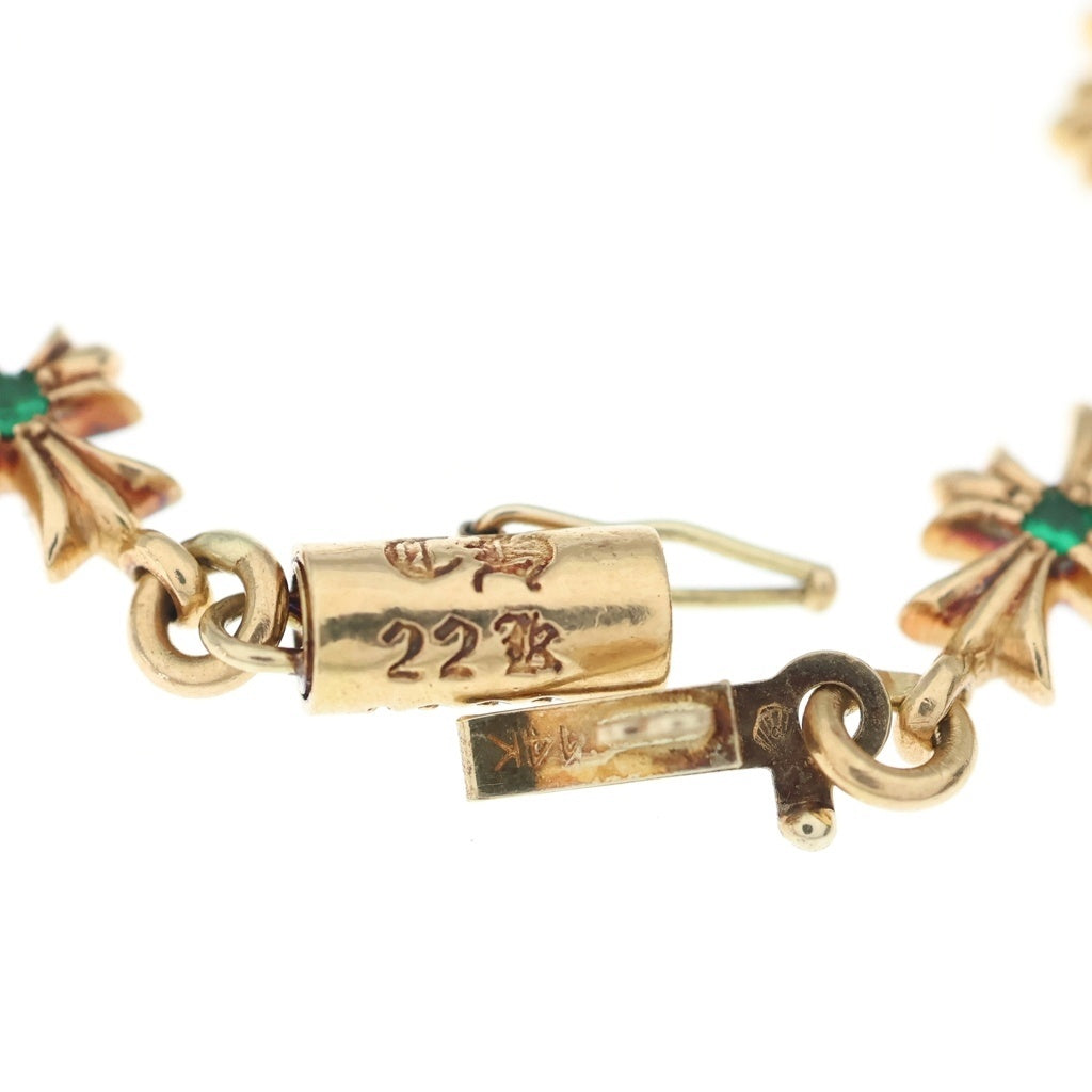 CHROME HEARTS(クロムハーツ) 22K TNY E CH PLS P EMRLD タイニーECHプラス PAVEエメラルド ゴールドブレスレット
