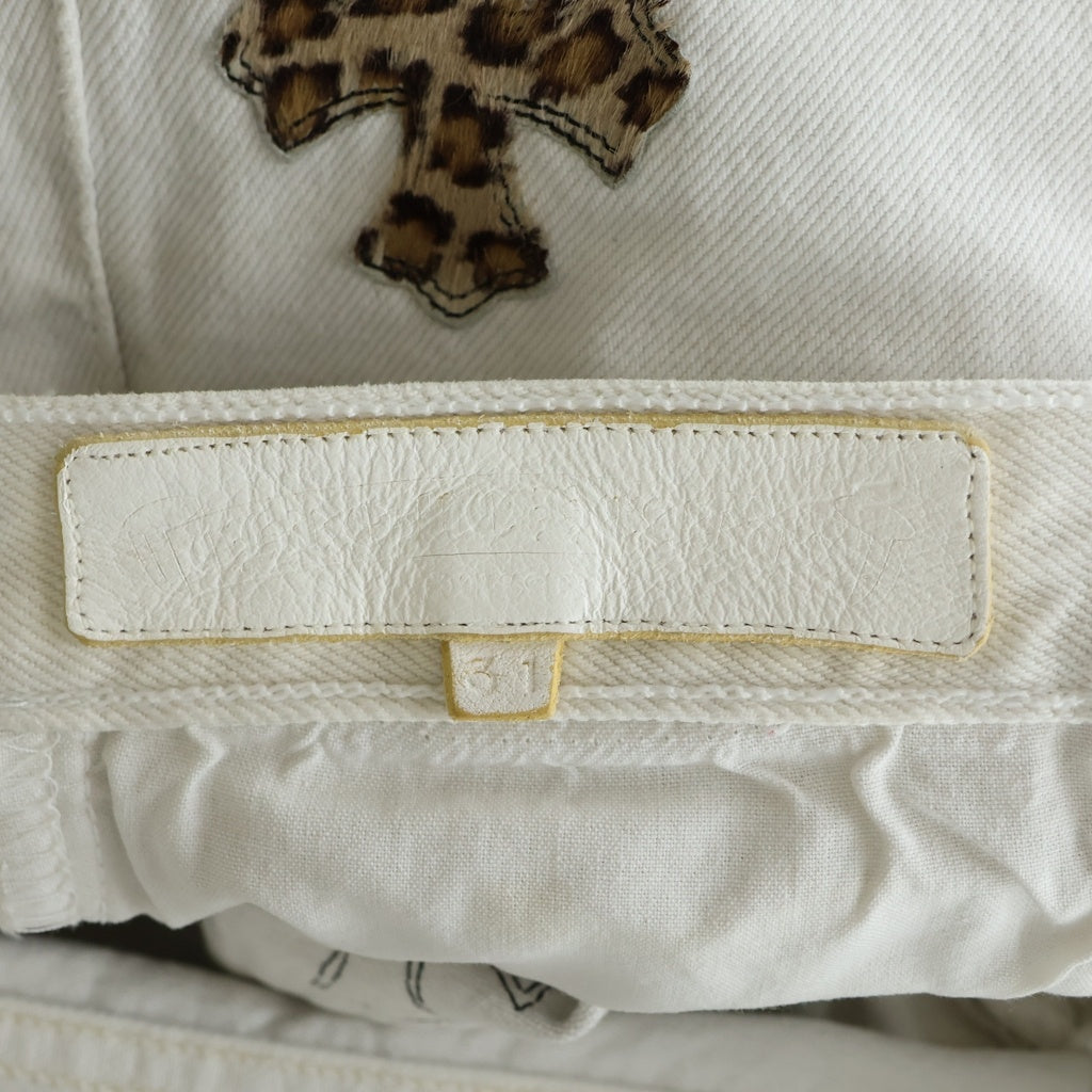 CHROME HEARTS(クロムハーツ) ×LEVI'S U VNTG JEAN WHT RED TAB クロスパッチ付きウォッシュド501デニムパンツ ホワイト