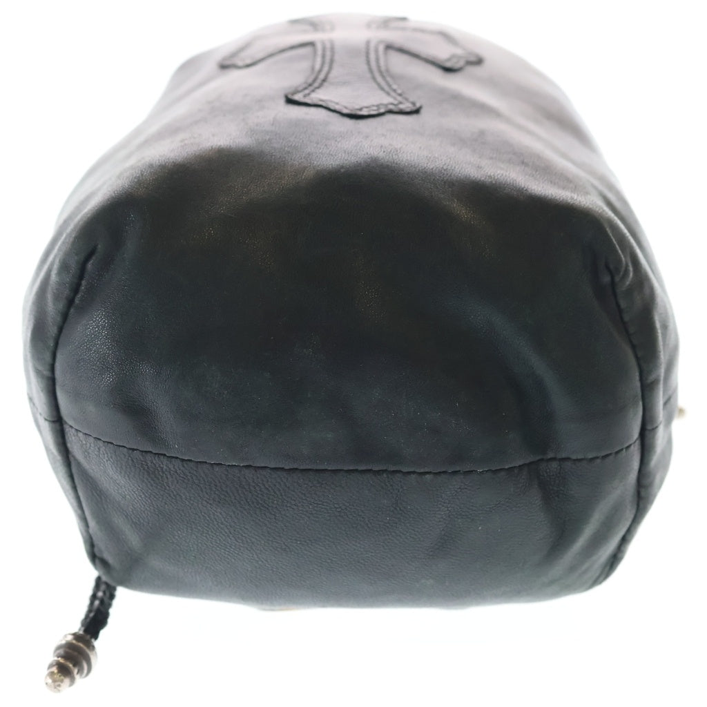 CHROME HEARTS(クロムハーツ) DRW STRNG SACK CRS PATCH クロスパッチドローストリングサックレザー巾着ハンドバッグ