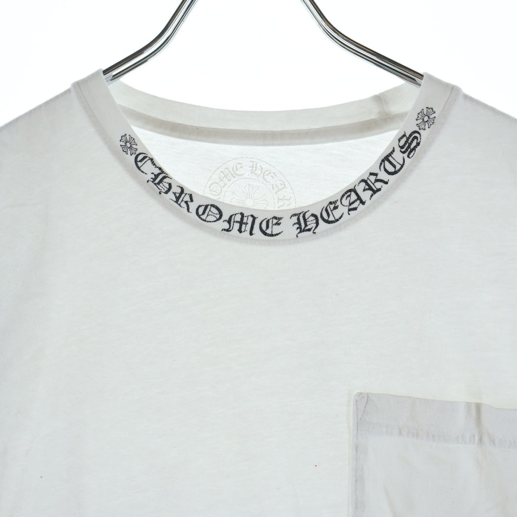 CHROME HEARTS(クロムハーツ) CH T-SHIRT ネックロゴプリント半袖Tシャツ カットソー ホワイト