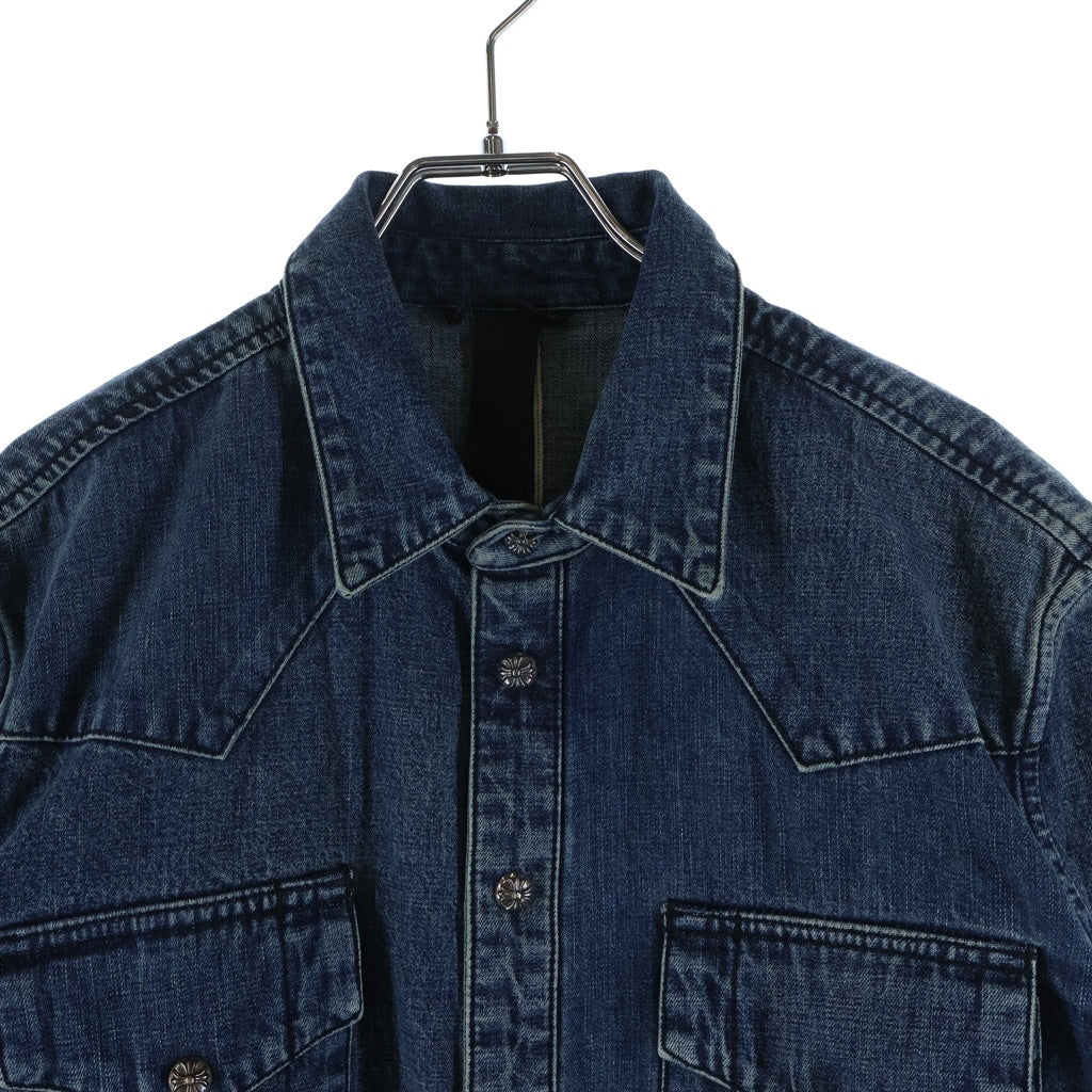 CHROME HEARTS(クロムハーツ) DENIM WESTERN 袖クロスパッチ デニム ウェスタンシャツ 長袖シャツ インディゴ