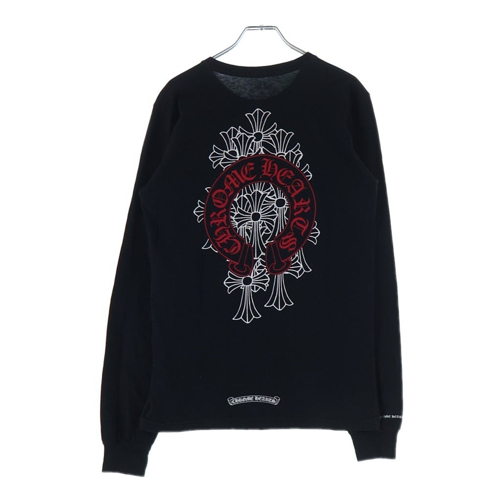 CHROME HEARTS(クロムハーツ) CEM CRS TEE バックホースシュー セメタリークロス プリント 長袖Tシャツ カットソー ブラック/レッド