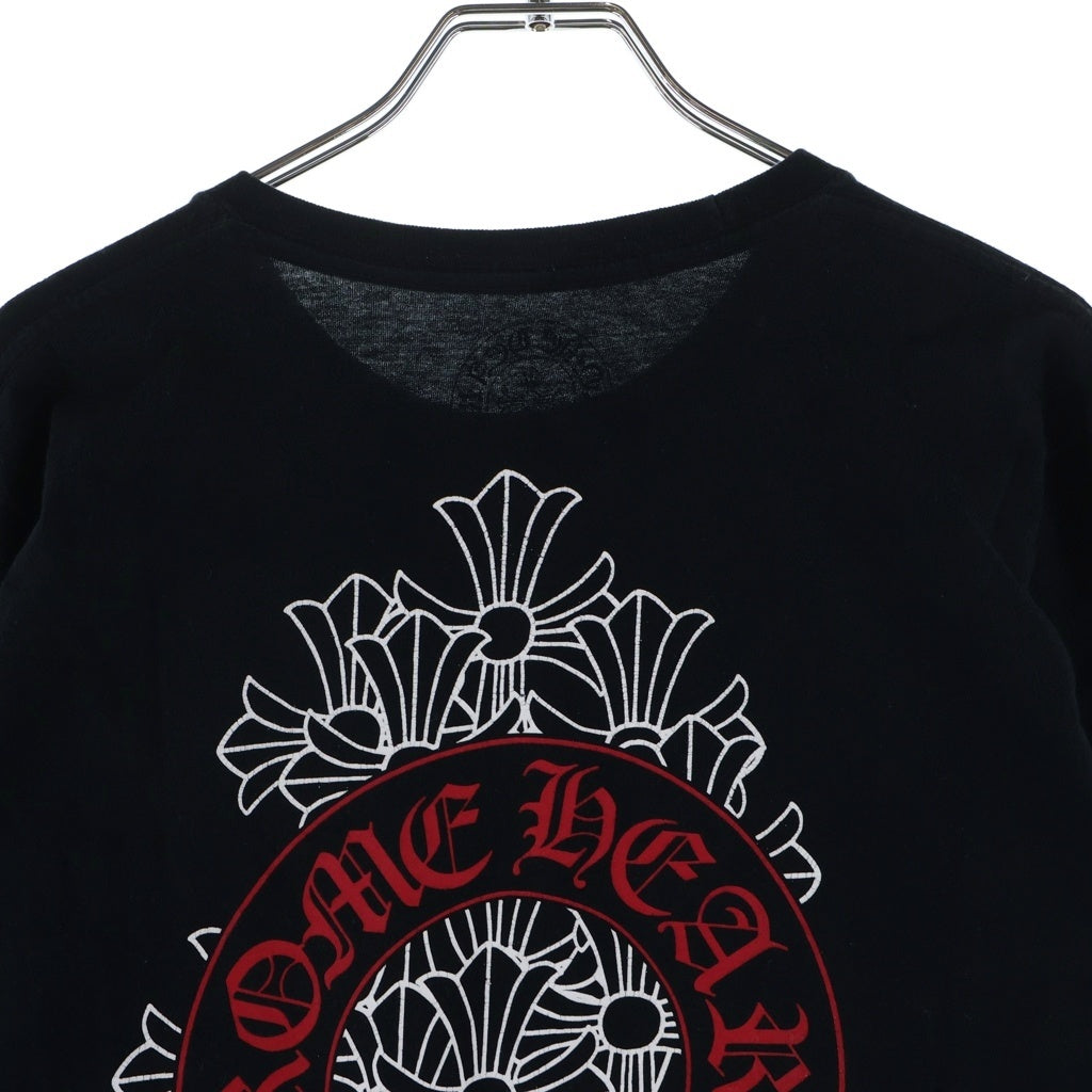 CHROME HEARTS(クロムハーツ) CEM CRS TEE バックホースシュー セメタリークロス プリント 長袖Tシャツ カットソー ブラック/レッド