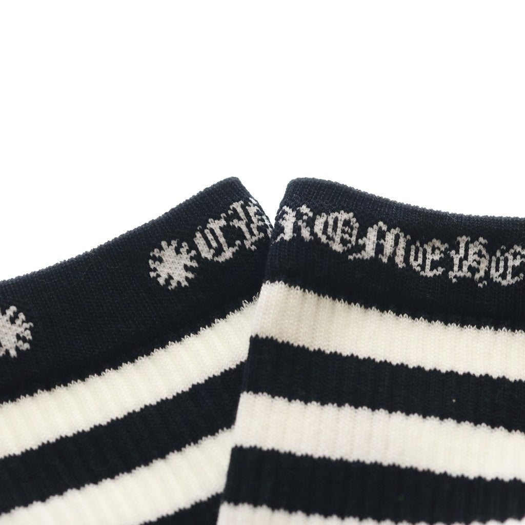 CHROME HEARTS(クロムハーツ) CHプラス刺繍 ストライプ ソックス 靴下 ホワイト/ブラック
