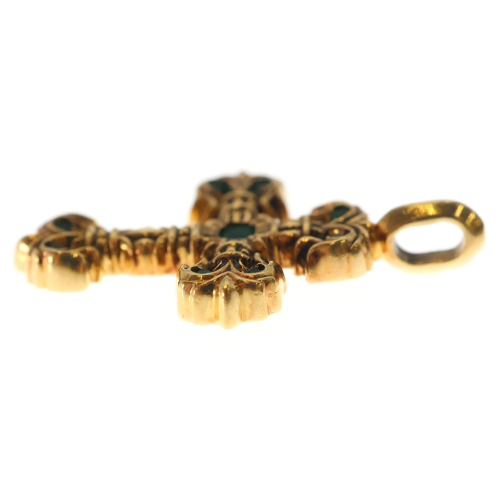 CHROME HEARTS(クロムハーツ) 22K CHARM FILIGREE TINY P EMRLD タイニーフィリグリー PAVEエメラルド ゴールドネックレストップ