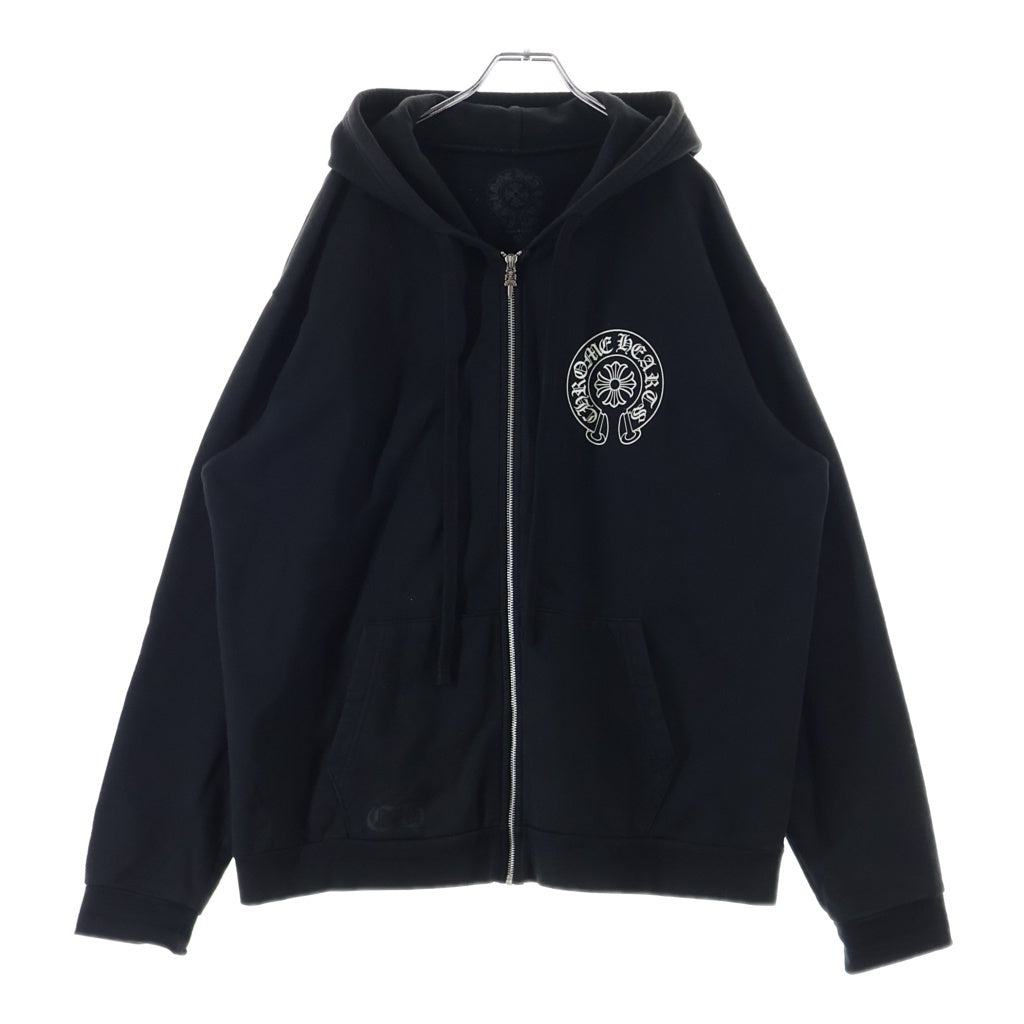 CHROME HEARTS(クロムハーツ) SWTSHRT HD ZIP LTD ラスベガス限定バックホースシュープリントジップアップパーカー ブラック