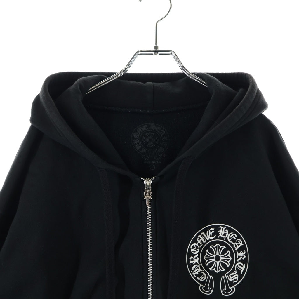 CHROME HEARTS(クロムハーツ) SWTSHRT HD ZIP LTD ラスベガス限定バックホースシュープリントジップアップパーカー ブラック