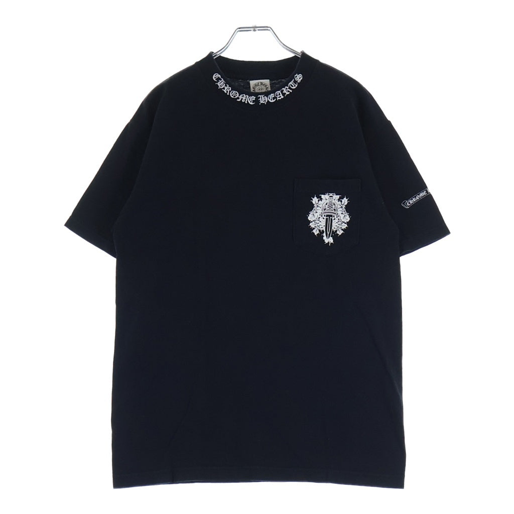 CHROME HEARTS(クロムハーツ) OLD S/S ネックロゴ ヴァインダガーバックスクロールラベルプリント 半袖Tシャツカットソー