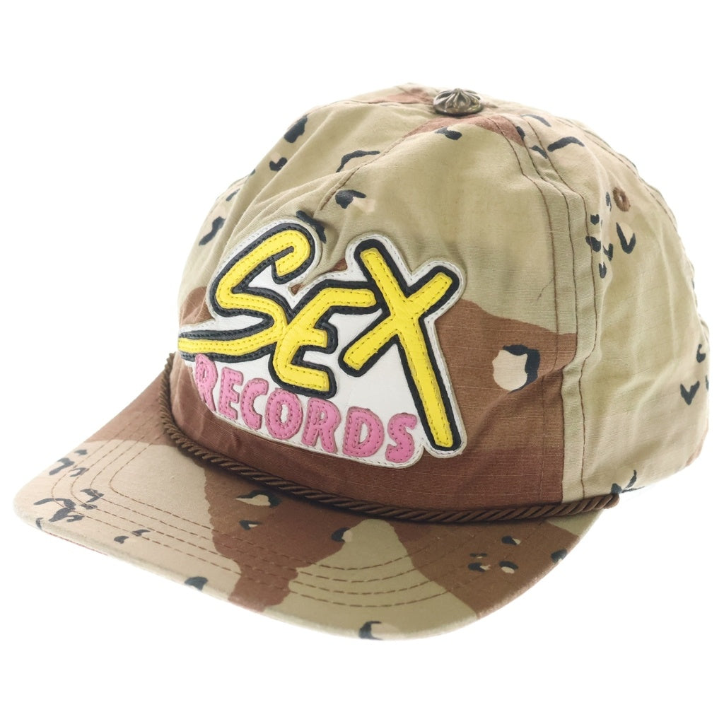 CHROME HEARTS(クロムハーツ) Sex Records 5 Panel Hat Camo ロゴレザーパッチカモフラキャップ帽子 ブラウン/イエロー