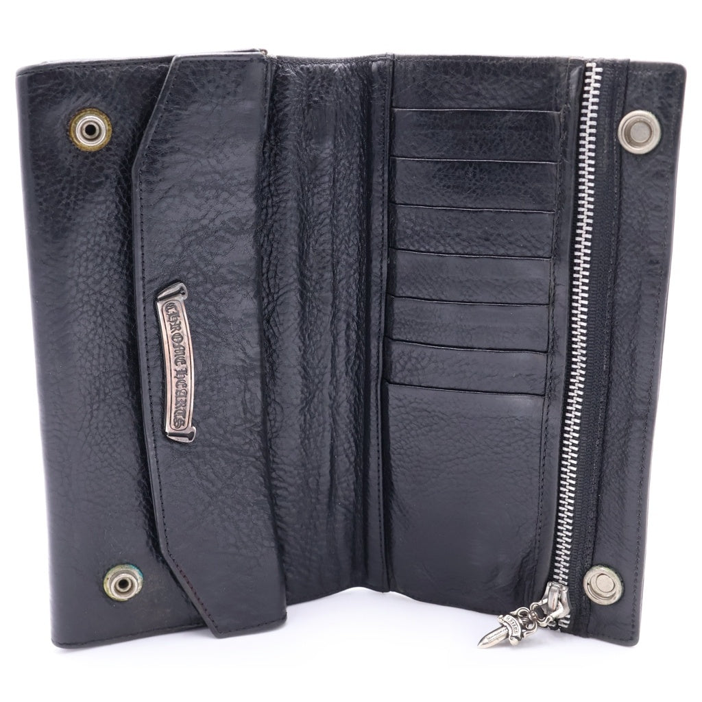 CHROME HEARTS(クロムハーツ) GREASY グリーシー クロスボールボタン レザーウォレット 財布 ブラック