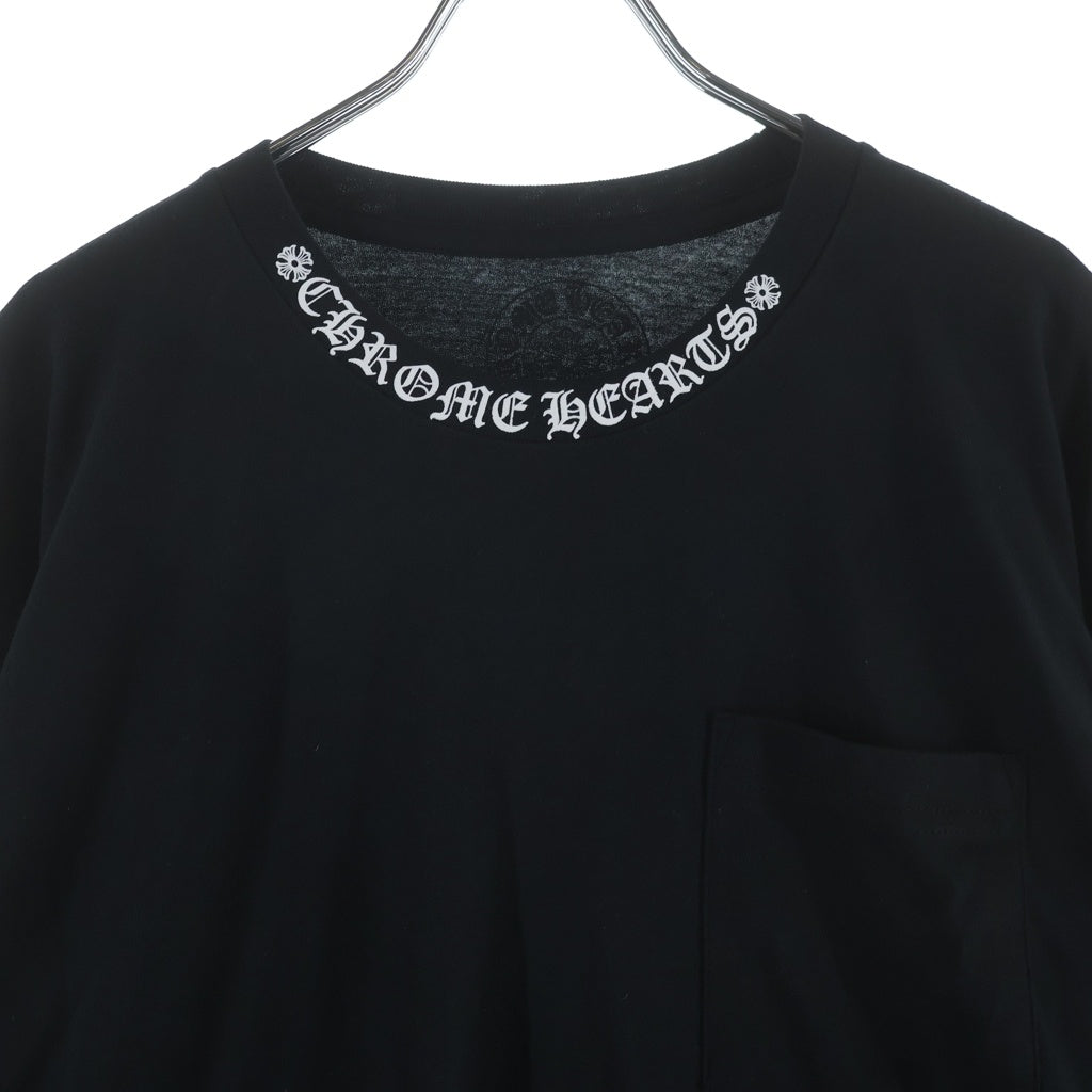 CHROME HEARTS(クロムハーツ) CH LS NECK LOGO ネックロゴプリント 袖ロゴ 長袖Tシャツ ロングスリーブカットソー ブラック