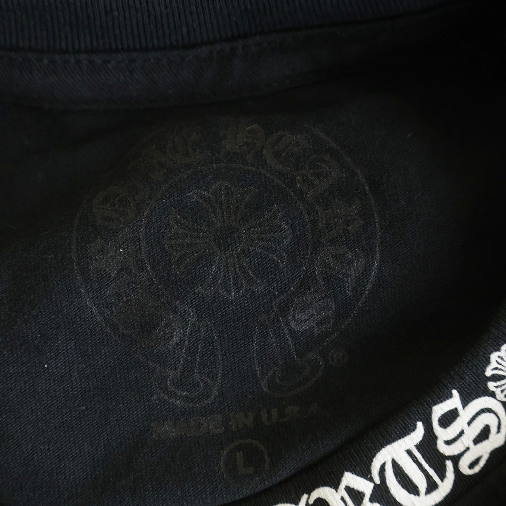 CHROME HEARTS(クロムハーツ) CH LS NECK LOGO ネックロゴプリント 袖ロゴ 長袖Tシャツ ロングスリーブカットソー ブラック