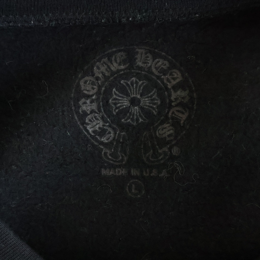 CHROME HEARTS(クロムハーツ) Horseshoe Arm Floral Cross L/S Sweatshirt ホースシュー アームフローラルクロス クルーネック スウェットトレーナー ブラック